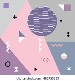 Trendy style background with retro style texture, pattern and geometric elements. Vector illustration