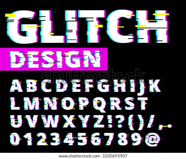 トレンディ スタイルのゆがんだ書体 文字と数字のベクターイラスト フォントデザインに問題があります のベクター画像素材 ロイヤリティフリー
