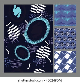 Trendy style geometric elements Memphis. Retro style of texture, pattern with watercolor spots. Modern abstract poster, cover, card design, textile garments, T-shirts, print, background, vector