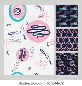 Trendy style geometric elements Memphis. Retro style of texture, pattern with watercolor spots.