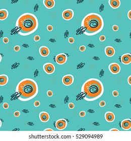Trendy style geometric elements Memphis. Retro style of texture, pattern with watercolor spots.
