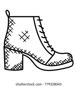 
A Trendy style heel sneaker hand drawn icon

