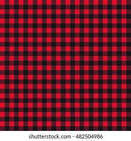 Trendy Style Lumberjack Flannel Plaid Pattern in Red&Black Buffalo Check. Vector EPS10