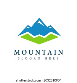 Logo de montaña de estilo moderno, aislado de fondo blanco. ilustración de símbolo de montaña.