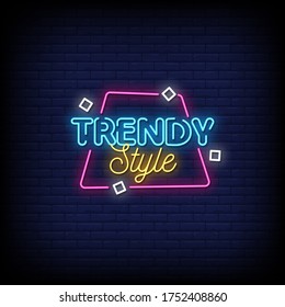 Trendy Style Neon Signs Style Text vector