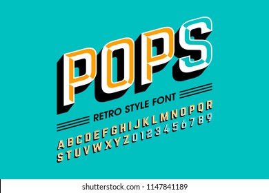 Trendy style pop art font, alphabet letters and numbers vector illustration