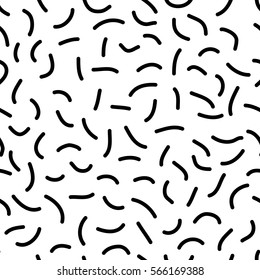 Trendy style seamless pattern inspired by 80s, 90s retro fashion design. Black and white hipster background. Abstract doodle illustration from eighties.