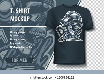 Trendy style Skull DJ with beautiful lettering. T-Shirt template
