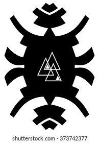 Trendy style tattoo design. Hipster ornament in black on white