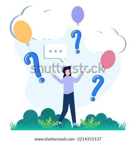 Trendy style vector illustration. The question and answer concept around the big QNA symbols, seminars, presentations, education and others. Can be used for web banners, landing pages.