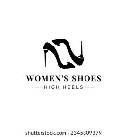 Trendy style women high heel shoes logo design.Logo for business,shoe shop,fashion,model,beauty.