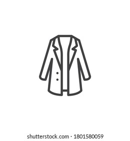 Trendy stylish coat line icon. linear style sign for mobile concept and web design. Coat with collar outline vector icon. Symbol, logo illustration. Vector graphics