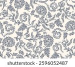Trendy stylish Hand drawn  floral pattern with paisley and indian flower motifs. damask modern style pattern , Design for fashion , fabric, textile, wallpaper , wrapping and all prints