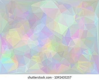 Trendy stylized iridescent polygons, abstract holographic background.