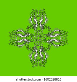 Trendy stylized snowflakes and elements memphis cards. Superb design poster, cover, card design in black, white and green colors. Snowflakes design. Retro style texture, abstract winter elements.