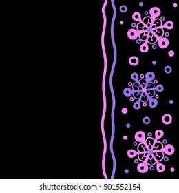 Trendy stylized snowflakes and elements memphis cards. Retro style texture, pattern and abstract winter elements. Modern abstract design poster, cover, card design in violet colors.