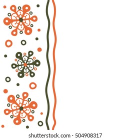 Trendy stylized snowflakes and elements memphis cards. Retro style texture, pattern and abstract winter elements. Modern abstract design poster, cover, card design in green and orange colors.