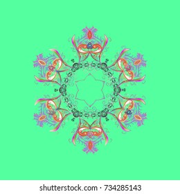 Trendy stylized snowflakes and elements memphis cards. Modern abstract design poster, cover, card design in green, violet and gray colors. Retro style texture, winter elements. Snowflakes design.