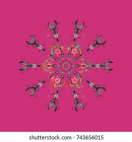 Trendy stylized snowflakes and elements memphis cards. Modern abstract design poster, cover, card design in pink, gray and orange colors. Retro style texture, winter elements. Snowflakes design.