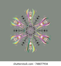 Trendy stylized snowflakes and elements memphis cards. Retro style texture, winter elements. Snowflakes design. Modern abstract design poster, cover, card design in gray, neutral and pink colors.
