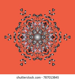Trendy stylized snowflakes and elements memphis cards. Snowflakes design. Superb design poster, cover, card design in orange, gray and brown colors. Retro style texture, abstract winter elements.
