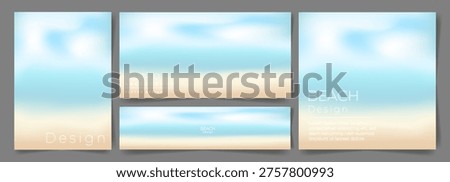 Trendy Summer Background Set. Blurred Beach landscapes Backgrounds with Gradient Different Forms. Summer Blur Banner Collection. Abstract Soft Gradient Landscape of Summer Beach. Blurred Background Design Сoast for Web Social Media.