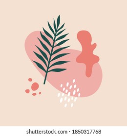 Trendy summer background with tropical leaves. Creative vector design.