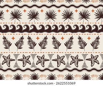 Trendy  summer beach vacation Horizontal Stripes tropical mood  , Modern Vacation  seamless pattern on Striped Vector illustration Not Ai ,Design for all prints 