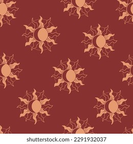 Trendy Summer Bohemian , Boho chic hand drawn style ,Beach Vibes Seamless Pattern Vector Illustration ,Design for fashion , fabric, textile, wallpaper , wrapping and all prints 
