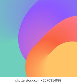 Trendy summer bright background template with dynamic curve fluid line. Beautiful rainbow gradient