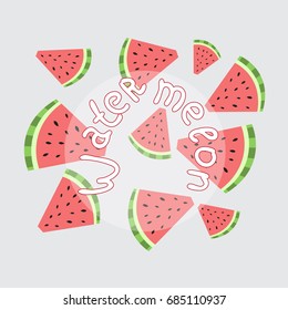 Trendy summer card with watermelon.