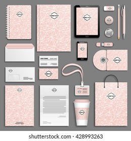 Trendy summer colorful Corporate identity template set. Business stationery mock-up with logo. Branding design. Colorful geometric background.