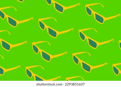 Concepto de verano moderno, gafas de sol sobre fondo verde pastel