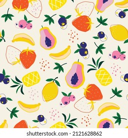 Trendy Summer fruit colourful and fun mood seamless pattern pattern vector EPS10 background Design for fashion , fabric, textile, wallpaper, cover, web , wrapping and all prints 
