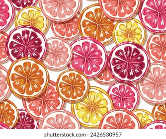 Trendy Summer Lemonade  Summer fruits Orange and pink shade seamless pattern vector ,Design for fashion , fabric, textile,  , wrapping and all prints