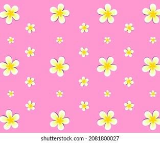 trendy summer pattern made with summer flowers on bright pink background simple background concept, vector file