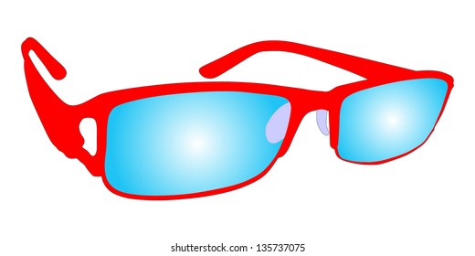 trendy summer red glasses vector isolated on white background
