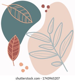 Trendy summer Silhouette Abstract seamless pattern with leaves and flowers Background with florals vector on modern style.