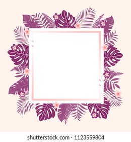 Trendy Summer Tropical Leaves and flowers.Vector Design.