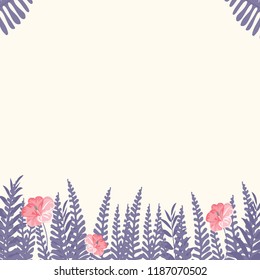 Trendy Summer Tropical Leaves and flowers.Vector Design.