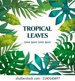Trendy Summer Tropical Leaves Vector Design.