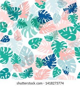 Trendy Summer Tropical Leaves Vector Design. Seamless tropical pattern