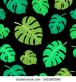 Trendy Summer Tropical Leaves Vector Design. Floral seamless pattern. Doodle vector background with leaves. Colorful tropical illustration.