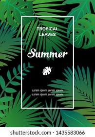 Trendy Summer Tropical Leaves Vector Design.
