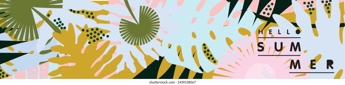 Trendy Summer Tropical Leaves Vector Design