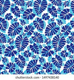 Trendy Summer Tropical Leaves Vector Design. Floral seamless pattern. Doodle vector background with leaves. Colorful tropical illustration.
