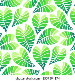 Trendy Summer Tropical Leaves Vector Design. Floral seamless pattern. Doodle vector background with leaves. Colorful tropical illustration.