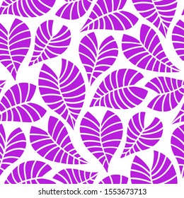 Trendy Summer Tropical Leaves Vector Design. Floral seamless pattern. Doodle vector background with leaves. Colorful tropical illustration.