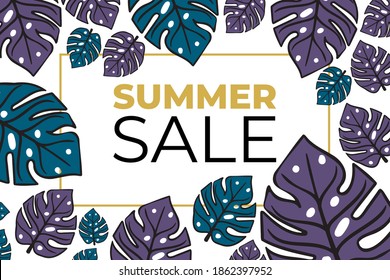 Trendy Summer Tropical Leaves Vector Design
