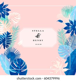 Trendy Summer Tropical Leaves Vector Design